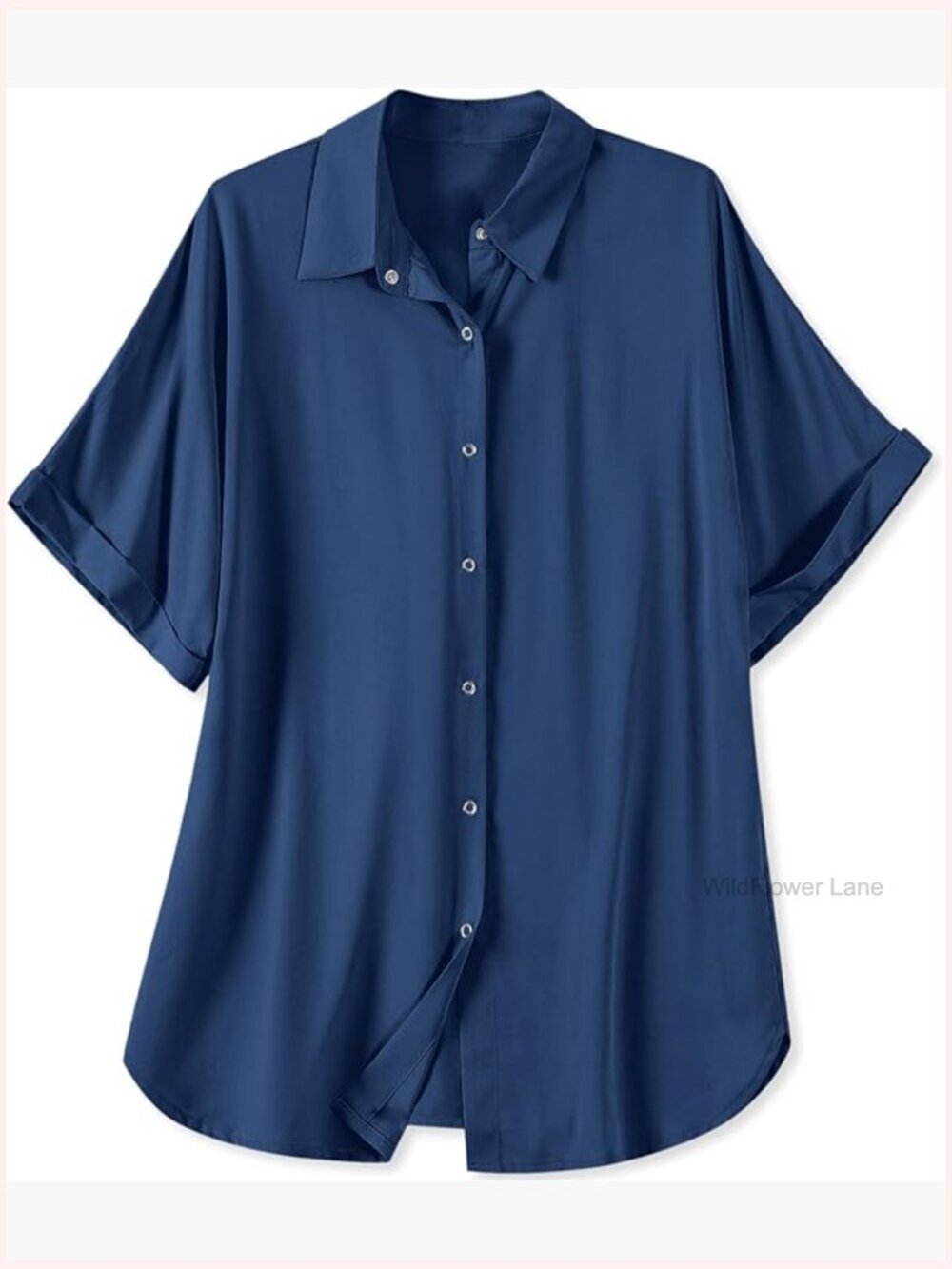 Short Sleeve Snap Front Blouse - Soft Cotton Casual Button Down Shirt